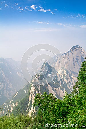 Huashan Mountain Peak under the blue sky. Xian, Shaanxi Province, China Stock Photo